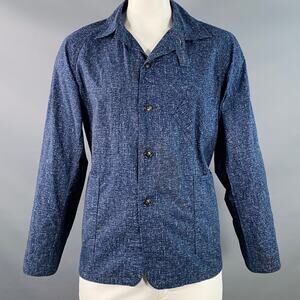 POST O'ALLS Size XL Navy Grey Marbled Cotton Shirt Jacket